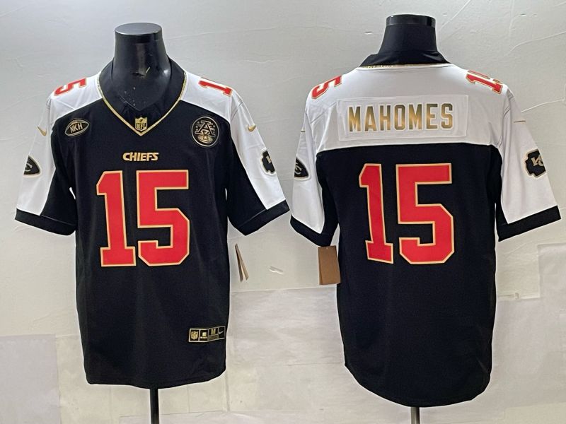 Men 2025 Kansas City Chiefs 15 Mahomes Black Nike Limited NFL Jersey 01